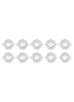 El Rawda Lighting 10 Pcs Spotlights Inside The Gypsum, 7 Cm Opening, White X Silver Body, 6 Watts, 3-Motion Lighting  White - Warm - Cool Pcs 9x9x4 cm 