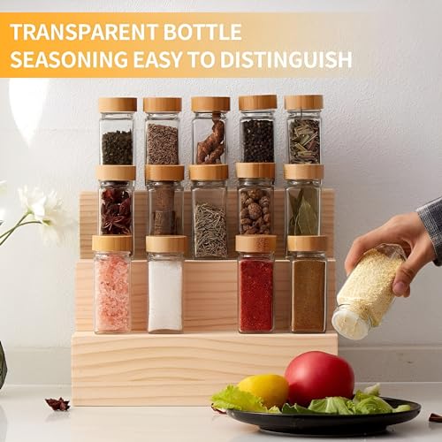 WHISKET - 100 Ml Multipurpose Spice Jars Set With Bamboo Lids | Square Spice Jars Set| Moisture-Resistant Masala, Herbs & Seasonings Storage Containers. (PACK OF 20) - Image 3