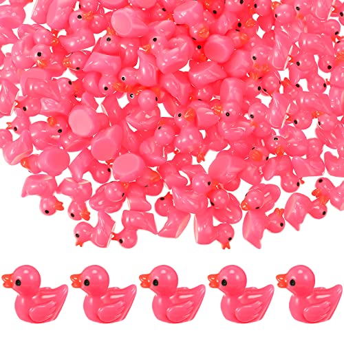 Outus 150 Pcs Mini Resin Ducks Pink Tiny Ducks Miniature Duckies Bulk Small Plastic Duckies Figures for Office Home Hide and Seek Prank Game Craft Dollhouse Party Favor Gift Valentine - Image 1