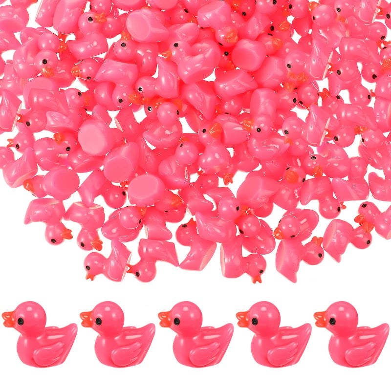 Outus 150 Pcs Mini Resin Ducks Pink Tiny Ducks Miniature Duckies Bulk Small Plastic Duckies Figures for Office Home Hide and Seek Prank Game Craft Dollhouse Party Favor Gift Valentine - Image 3