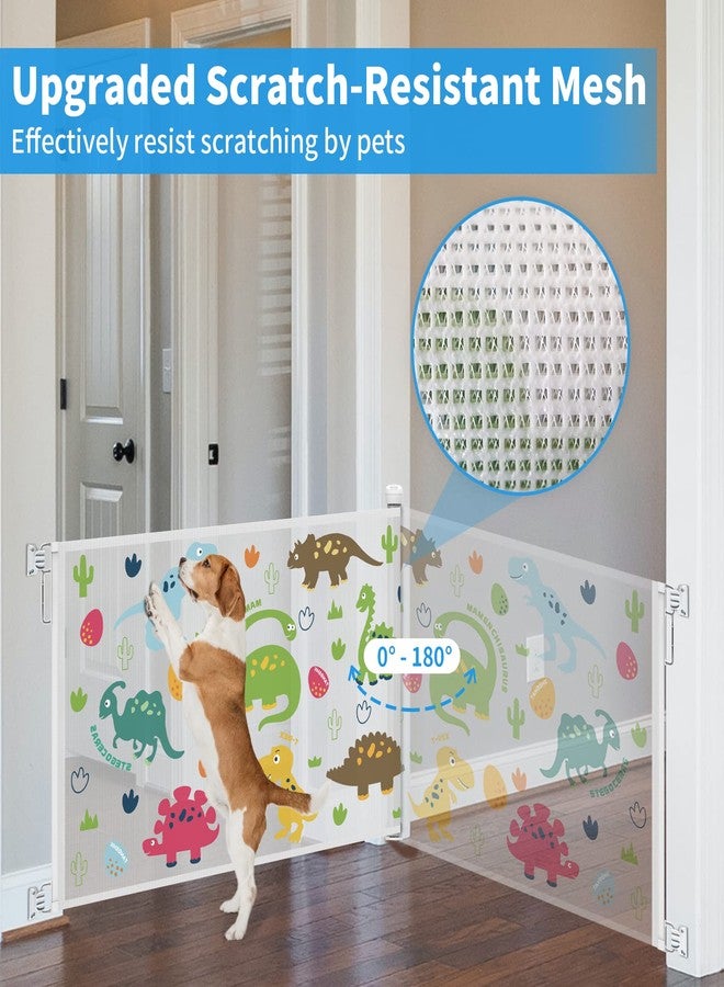 TANOSHII 78 Inch Extra Wide Retractable Baby Gate for Large Opening, Child Safety Indoor/Outdoor Retractable Mesh, 34" Tall for Doorways, Stairs, Hallways-Dinosaur - Image 5