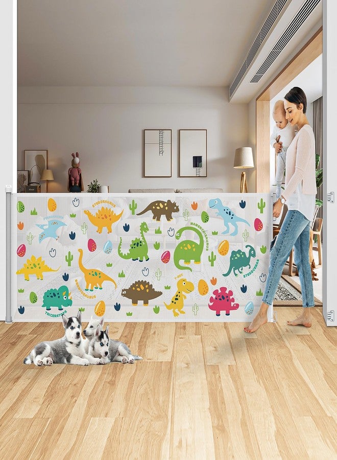 TANOSHII 78 Inch Extra Wide Retractable Baby Gate for Large Opening, Child Safety Indoor/Outdoor Retractable Mesh, 34" Tall for Doorways, Stairs, Hallways-Dinosaur - Image 1