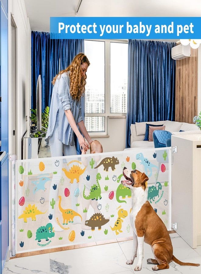 TANOSHII 78 Inch Extra Wide Retractable Baby Gate for Large Opening, Child Safety Indoor/Outdoor Retractable Mesh, 34" Tall for Doorways, Stairs, Hallways-Dinosaur - Image 3