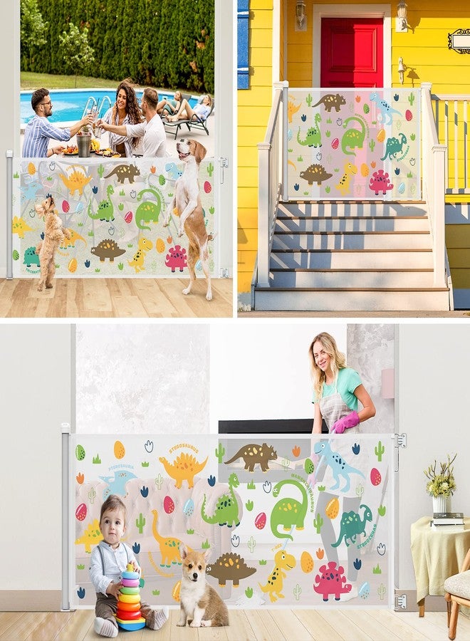 TANOSHII 78 Inch Extra Wide Retractable Baby Gate for Large Opening, Child Safety Indoor/Outdoor Retractable Mesh, 34" Tall for Doorways, Stairs, Hallways-Dinosaur - Image 4