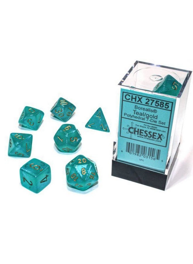 Chessex Polyhedral 7-Die Set - Borealis Teal/Gold with Luminary 27585 (CHX27585) , Green - Image 1