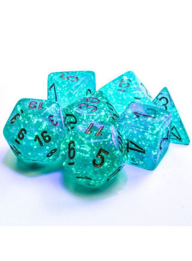 Chessex Polyhedral 7-Die Set - Borealis Teal/Gold with Luminary 27585 (CHX27585) , Green - Image 2