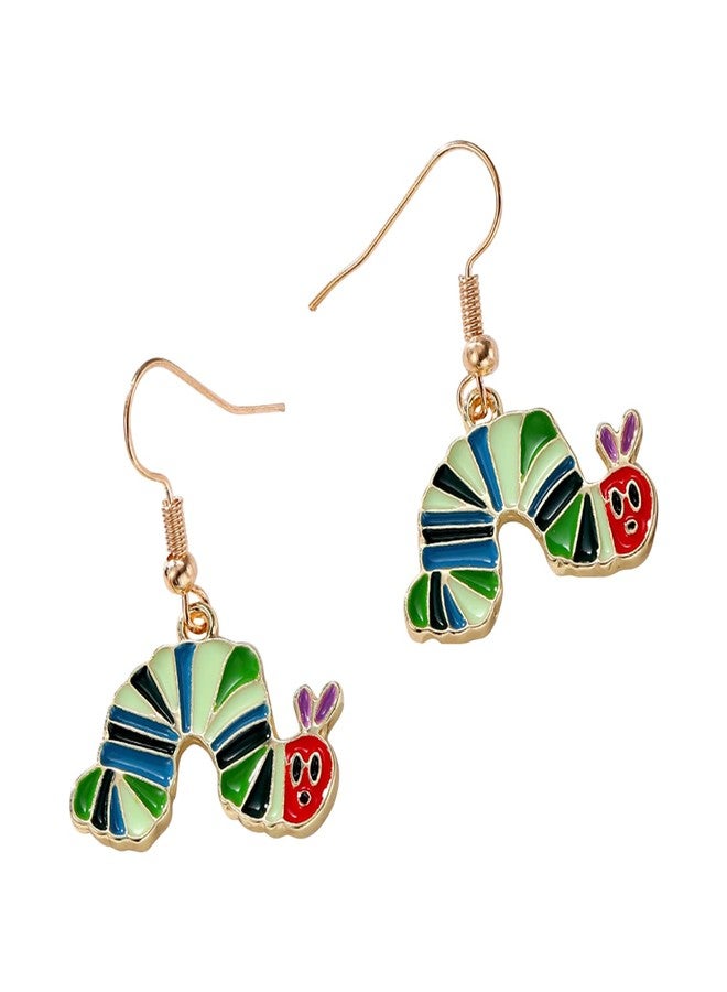 AMOBESTER Cute Caterpillar Dangle Earring Funny Golden Plated Drop Dangle Teacher Read Earring for Women Back to School - Image 1