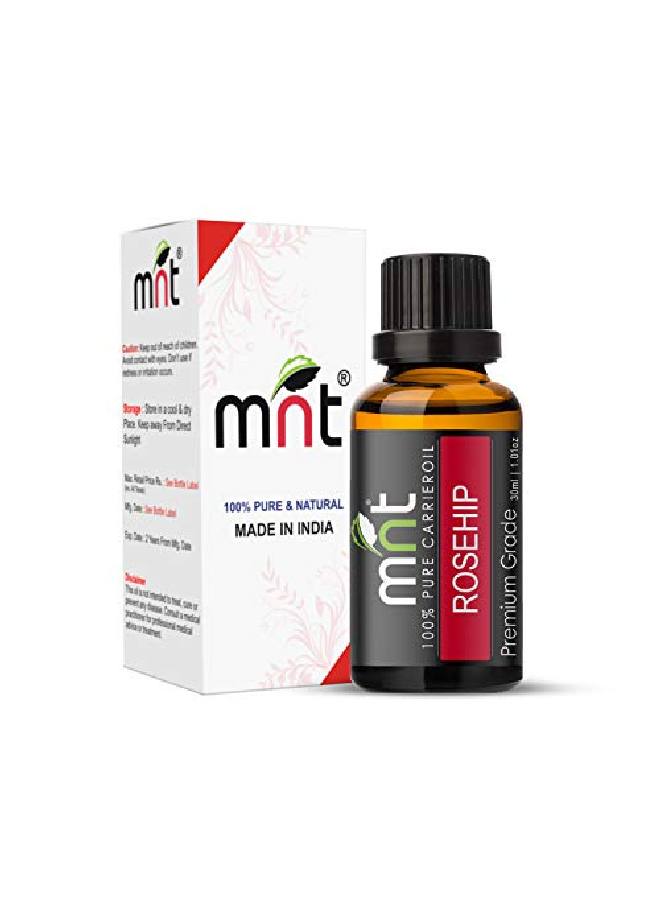 MNT Rosehip Cold Pressed Carrier Oil Pure l & Therapeutic Grade Oil For Aromatherapy Body Massage Skin Care & Hair Care (30ML) - Image 1