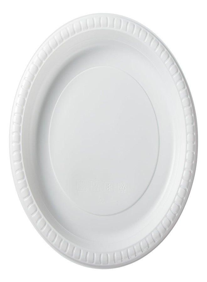LEOBOX Plastic Plates 9 Inch 150-Pack | MFPP Reusable | Shrink Wrap, Freezer& Microwave Safe Dinner Trays for Bulk Events | White - Image 1