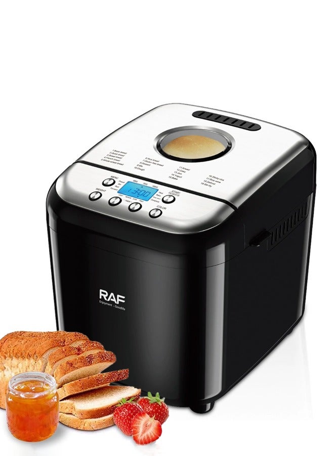 آر إيه أف التلقائي بالكامل صانع الخبز ، 19 في 1 آلة الخبز القابلة للبرمجة ، مع شاشات الكريستال السائل ، زجاج النوافذ المرئية و dismountable غير عصا وعاء صينية ، 3 أحجام الخبز ، 3 ألوان القشرة ، خالية من الغلوتين ، مسبقا والعزل الحراري ، 600W R.208 - Image 1