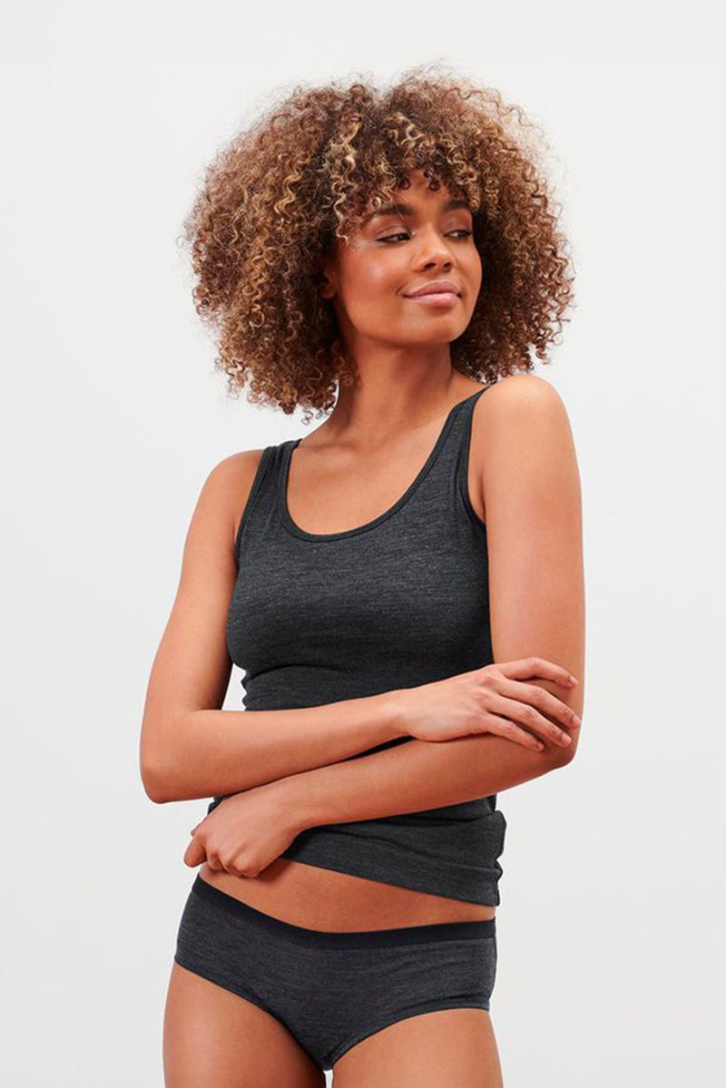 Tchibo Women 2 Pieces Round Neck Sleeveless Heather Tops and Panty Set, Black  - Image 1