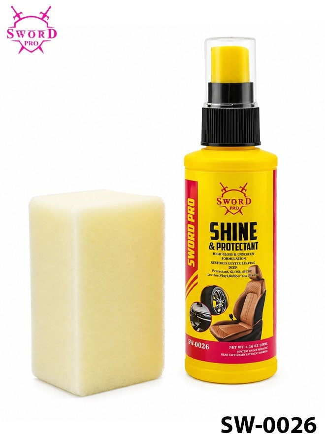 Sword Pro Shine & Protectant Spray SW-0026 Car Interior & Exterior Restorer with Applicator Sponge, Dashboard Polish, Leather Vinyl Rubber Plastic Conditioner, UV Protection, Non Greasy Finish, 118ml Car Care Spray ERPC-SW-0026. - Image 1