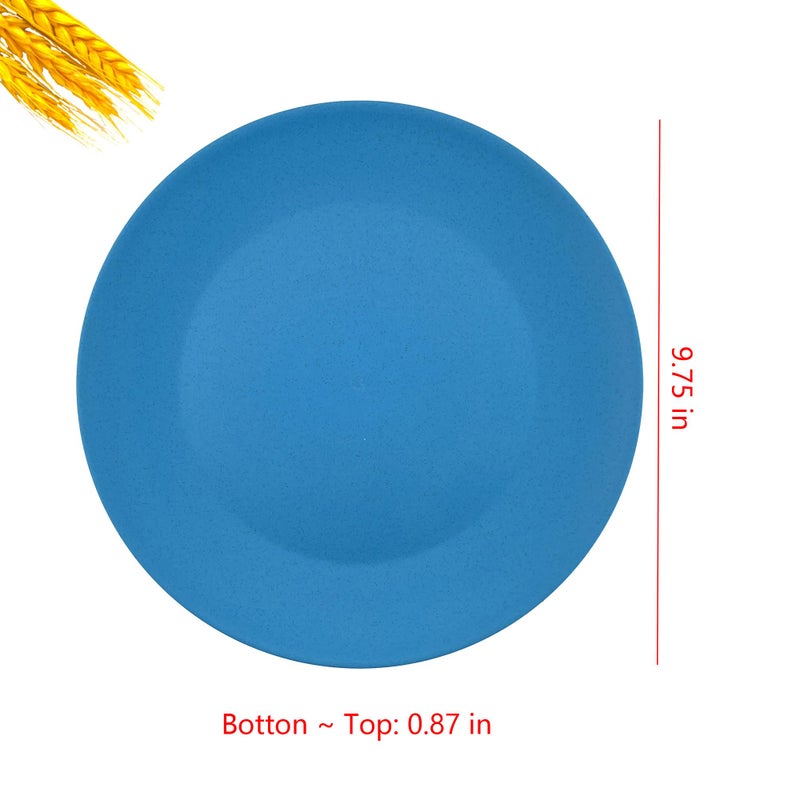 WEXINHAO 10 inch Wheat Straw Plates, Unbreakable Flat Dinner Plate Set of 8, BPA Free Dishwasher & Microwave Safe Reusable Salad Camping for Kids Kitchen (4 Color) - Image 4