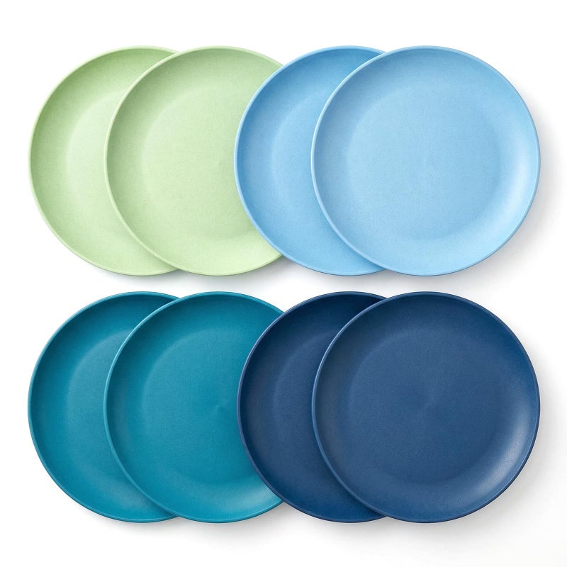 WEXINHAO 10 inch Wheat Straw Plates, Unbreakable Flat Dinner Plate Set of 8, BPA Free Dishwasher & Microwave Safe Reusable Salad Camping for Kids Kitchen (4 Color) - Image 2