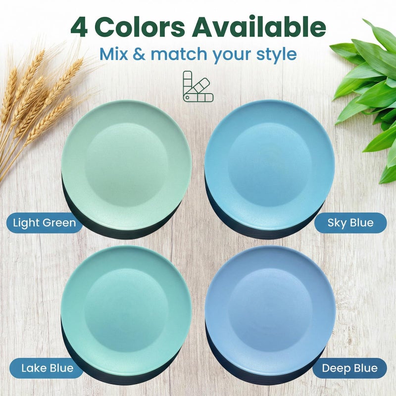 WEXINHAO 10 inch Wheat Straw Plates, Unbreakable Flat Dinner Plate Set of 8, BPA Free Dishwasher & Microwave Safe Reusable Salad Camping for Kids Kitchen (4 Color) - Image 5