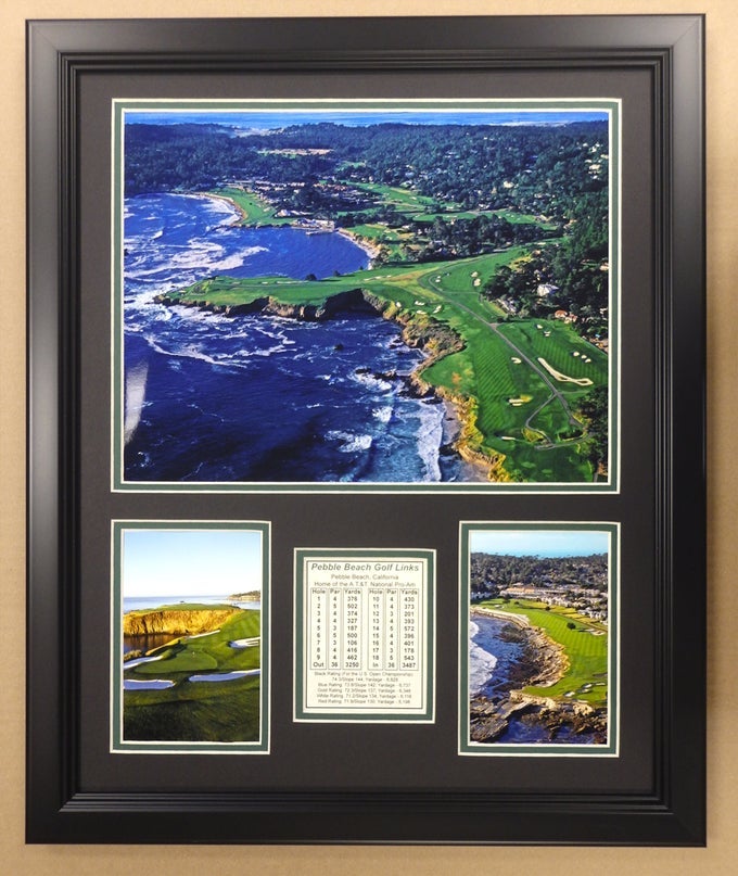 PEBBLE BEACH GOLF COURSE THE US OPEN COLLECTIBLE FRAMED PHOTO COLLAGE WALL ART DECOR 18X22