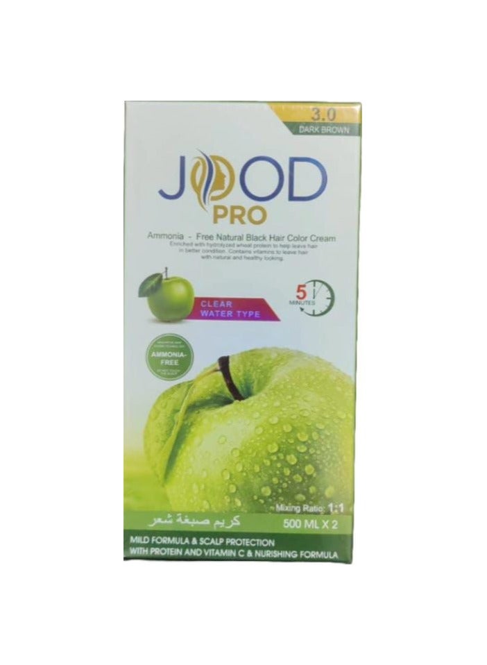 جود برو كريم صبغة شعر تفاح خالية من الأمونيا كريم 500 مل + مثبت 500 مل لون أسود طبيعي