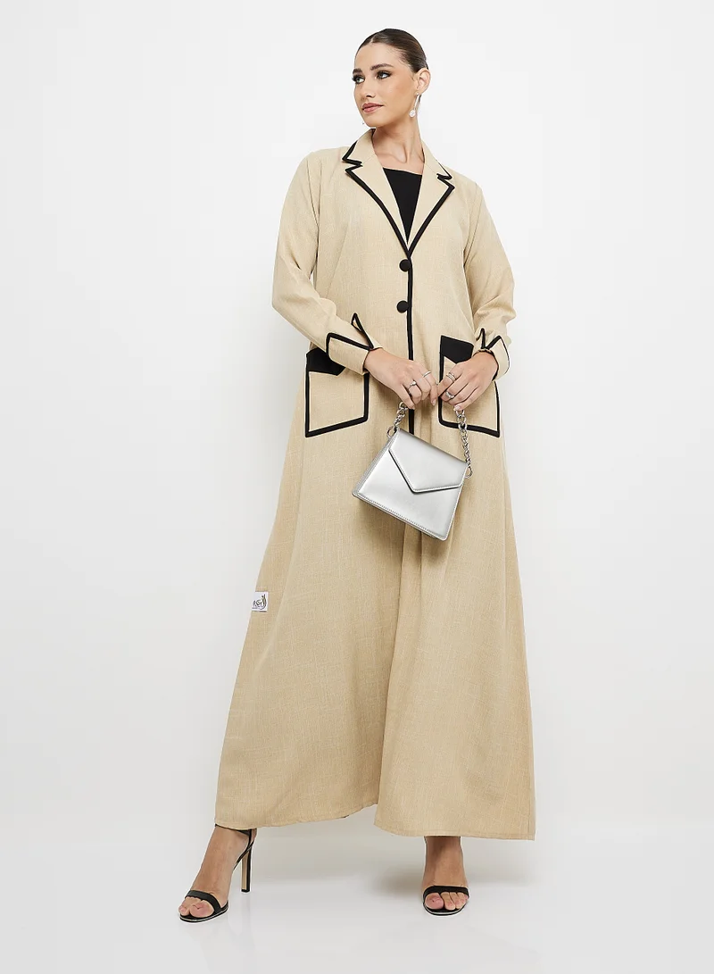 Rosette Abaya Stylish Blazer Button Abaya