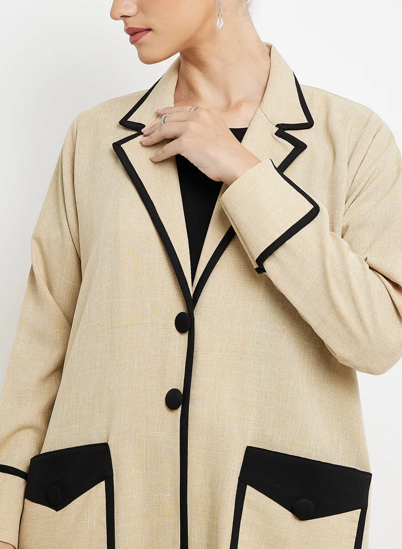 Rosette Abaya Stylish Blazer Button Abaya