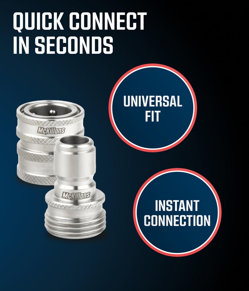 McKillansÂ® Water Hose Quick Connect [UNIVERSAL FIT] 3 Pack - Stainless Steel Garden Hose Quick Connector - Durable Garden Hose Fittings - EASY INSTANT CONNECTION - Image 4