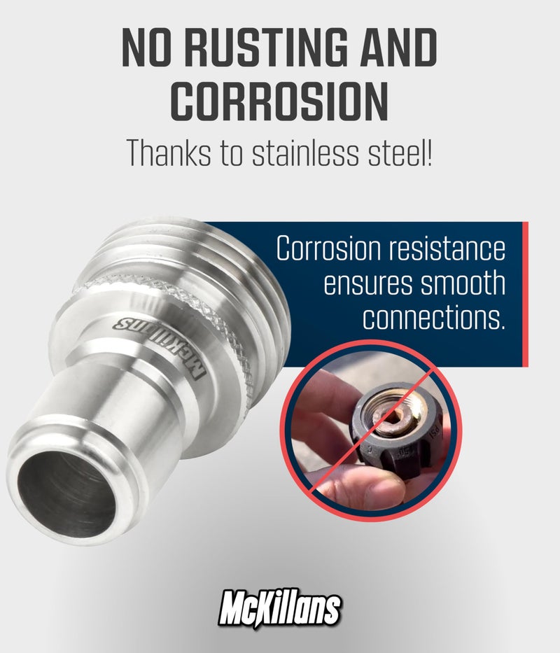 McKillansÂ® Water Hose Quick Connect [UNIVERSAL FIT] 3 Pack - Stainless Steel Garden Hose Quick Connector - Durable Garden Hose Fittings - EASY INSTANT CONNECTION - Image 3