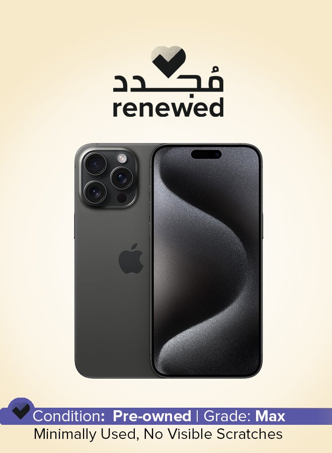 Apple Renewed - iPhone 15 Pro Max 256GB Black Titanium 5G With FaceTime - USA Version (e-SIM only) - Image 1
