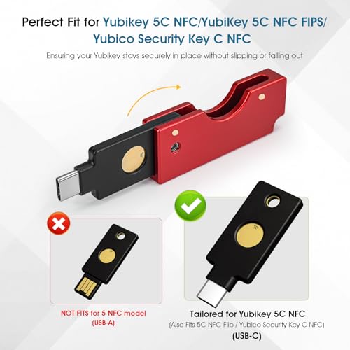 REEYEAR Aluminum Protective Carrying Case fits for Yubikey 5C NFC – Flip Slide Design Keychain Holder for Quick Access & Everyday Protection,Red - Image 4