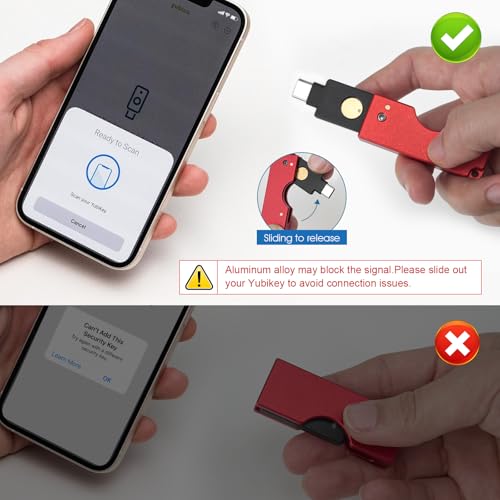 REEYEAR Aluminum Protective Carrying Case fits for Yubikey 5C NFC – Flip Slide Design Keychain Holder for Quick Access & Everyday Protection,Red - Image 3