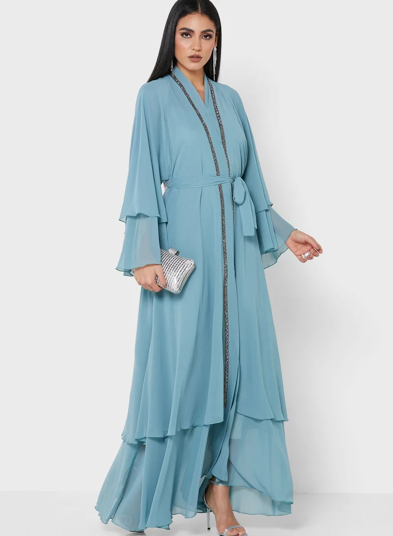 Khizana Shimmer Trim Abaya With Sheila