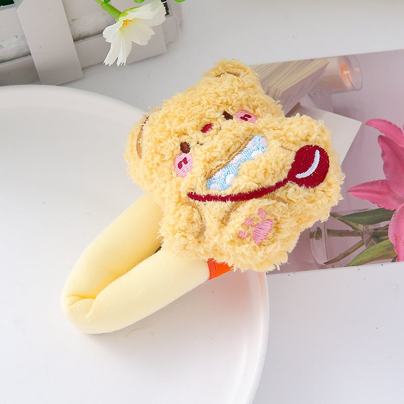 Generic Cute Cartoon Bear Plush Headband Autumn Winter Colorful Hair Clips Backpack bear hair clip 