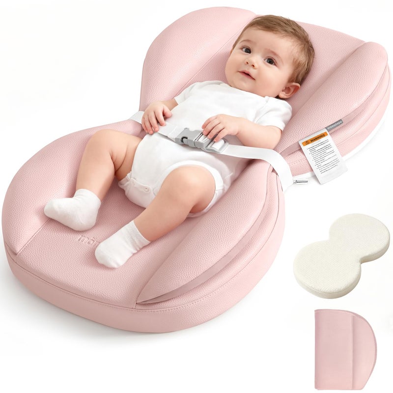 mamatepe Baby Changing Pad with Waterproof & Wipe-Clean, Non-Slip Foldable PU Diaper Changing Pad, Adjustable Safety Belt, Changing Pad for Dresser, Changing Table,28"X16",Pink - Image 1