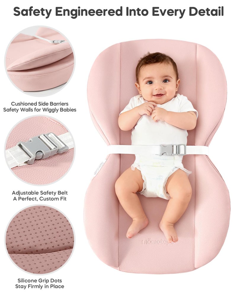 mamatepe Baby Changing Pad with Waterproof & Wipe-Clean, Non-Slip Foldable PU Diaper Changing Pad, Adjustable Safety Belt, Changing Pad for Dresser, Changing Table,28"X16",Pink - Image 5