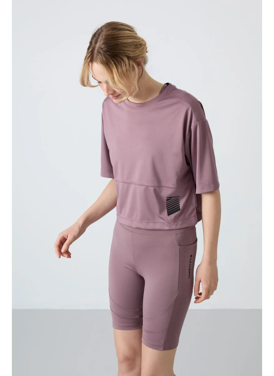 Tommy Life Dusty Rose Polyester Breathable Textured Thin Flexible Oversize Fit Performance Women's T-Shirt - 97284