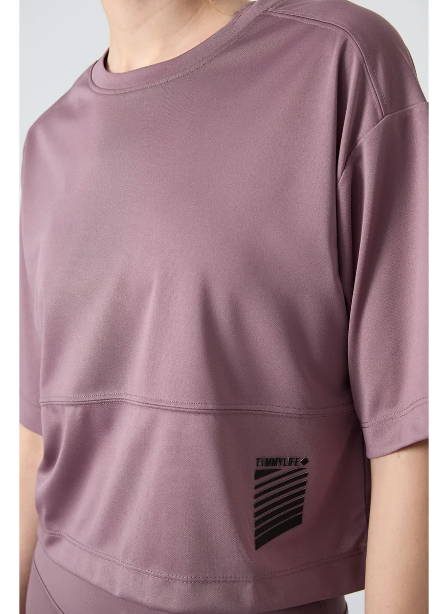 Tommy Life Dusty Rose Polyester Breathable Textured Thin Flexible Oversize Fit Performance Women's T-Shirt - 97284