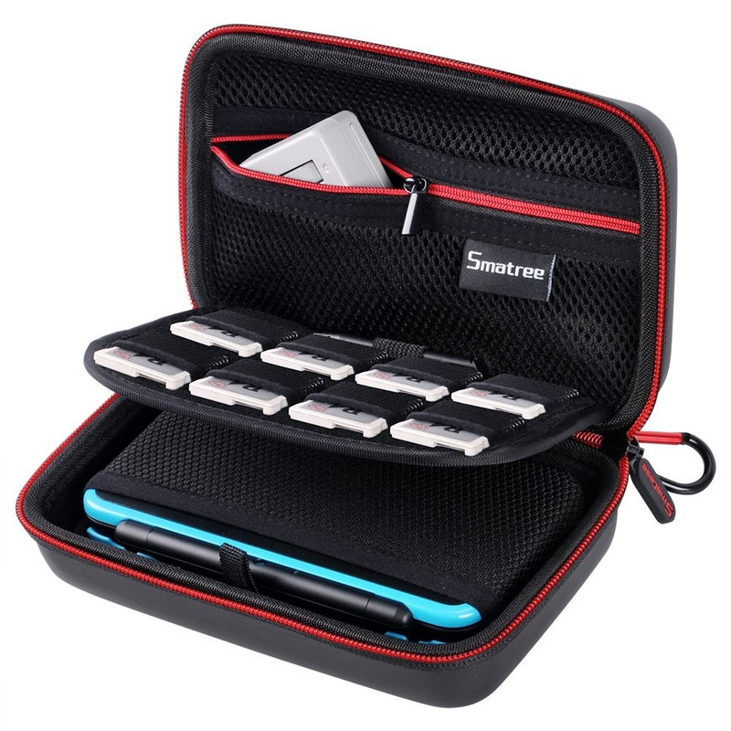 Smatree Carrying Case for Nintendo 3DS XL/2DS XL, Hard Protective Shell Travel Case for Nintendo New 3DS - Super NES Edition - Black/Red - Image 1