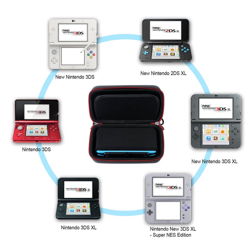 Smatree Carrying Case for Nintendo 3DS XL/2DS XL, Hard Protective Shell Travel Case for Nintendo New 3DS - Super NES Edition - Black/Red - Image 2