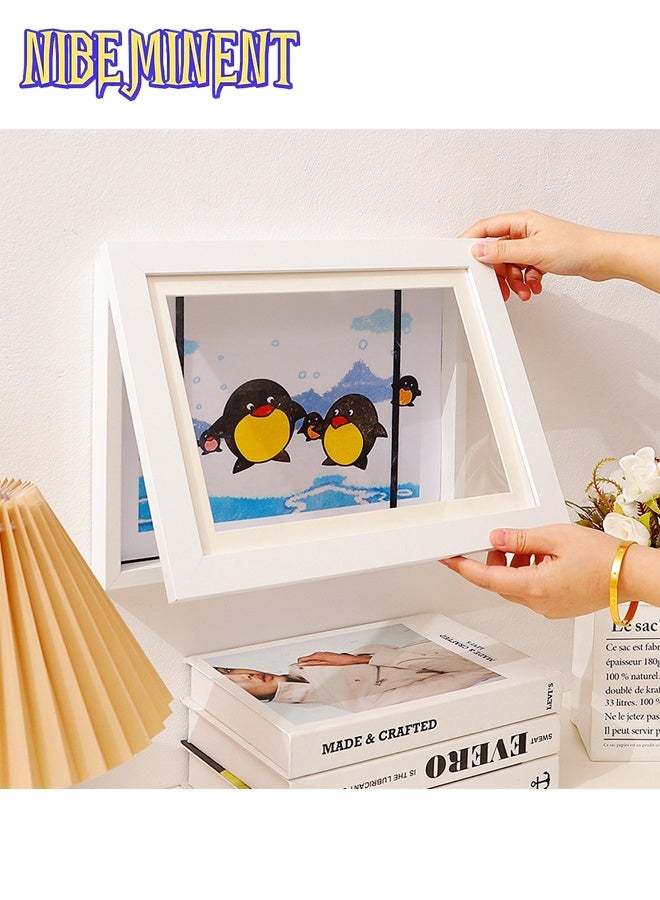 NIBEMINENT 1pc Magnetic A4 Art Display Frame - Front Opening, Foldable Design for Youngsters' Drawings & Photos - Versatile Wall Decor with Cartoon Theme for Home & Office, Cartoon Wall Art（White） - Image 2