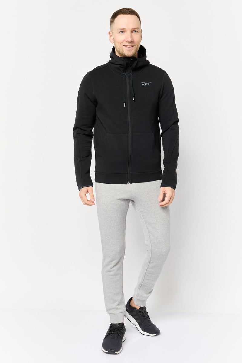 Reebok سويت شيرت رياضي للرجال بأكمام طويلة مناسب للخارج، أسود - Image 2