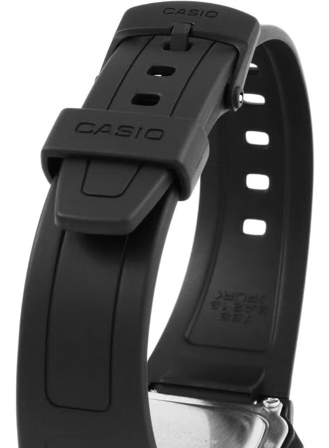 كاسيو ساعة كاسيو W-800H-1AVDF الرقمية للرجال - حزام من الراتنج الأسود، شاشة عرض مزدوجة للوقت، مقاومة للماء حتى عمق 100 متر، إضاءة خلفية LED، ساعة توقيت، منبه، عمر بطارية طويل، ساعة يد رياضية كوارتز للاستخدام الخارجي واليومي - Image 3
