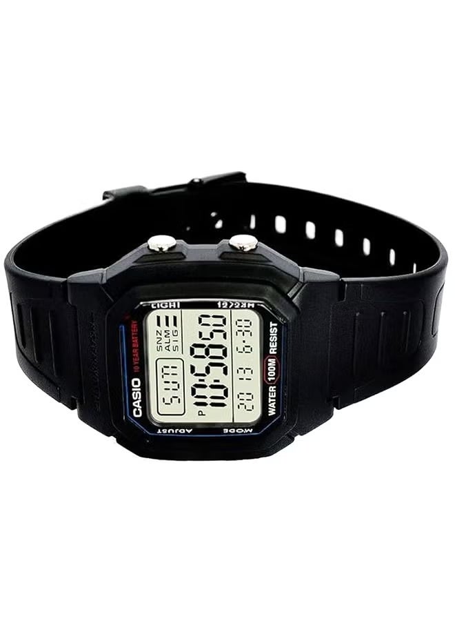 كاسيو ساعة كاسيو W-800H-1AVDF الرقمية للرجال - حزام من الراتنج الأسود، شاشة عرض مزدوجة للوقت، مقاومة للماء حتى عمق 100 متر، إضاءة خلفية LED، ساعة توقيت، منبه، عمر بطارية طويل، ساعة يد رياضية كوارتز للاستخدام الخارجي واليومي - Image 2