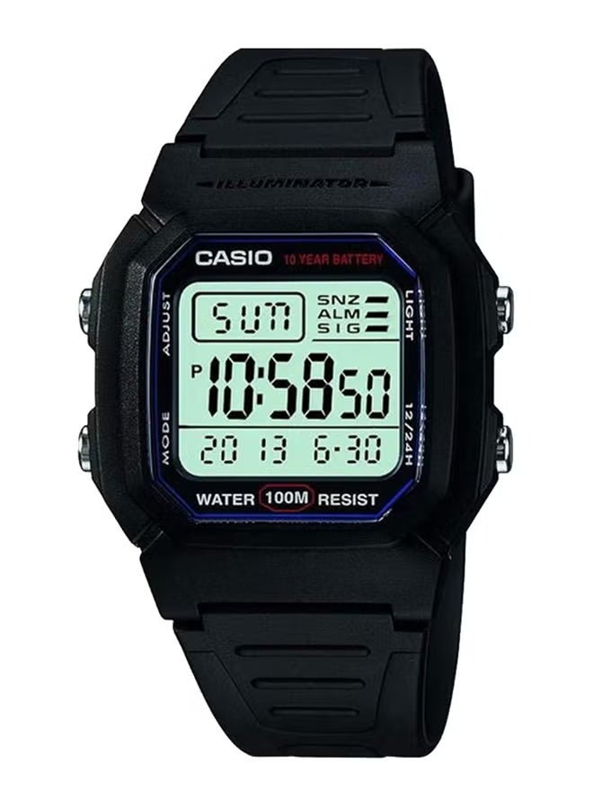 كاسيو ساعة كاسيو W-800H-1AVDF الرقمية للرجال - حزام من الراتنج الأسود، شاشة عرض مزدوجة للوقت، مقاومة للماء حتى عمق 100 متر، إضاءة خلفية LED، ساعة توقيت، منبه، عمر بطارية طويل، ساعة يد رياضية كوارتز للاستخدام الخارجي واليومي - Image 1