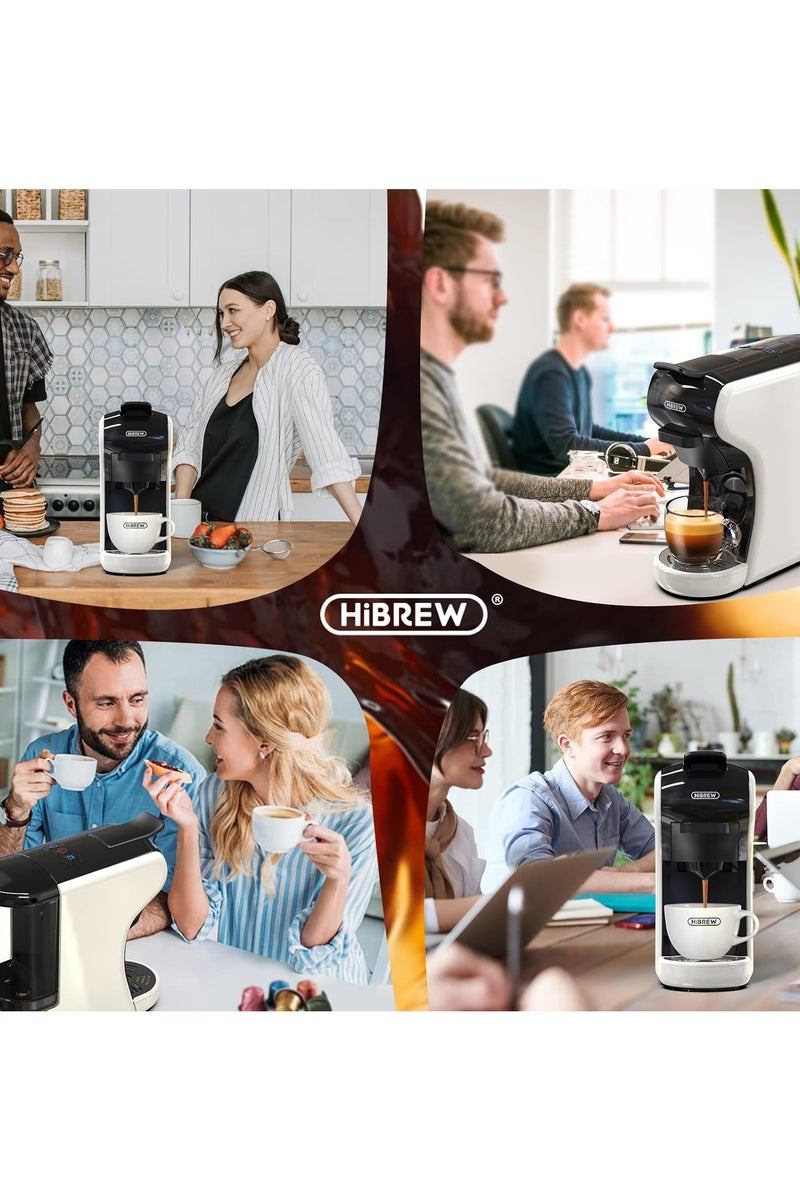 هيبرو ماكينة صنع قهوة متعددة الكبسولات 4 في 1 من HiBREW H1A، ماكينة إسبريسو، ضغط 19 بار، إيقاف تشغيل تلقائي، صغيرة الحجم، خزان مياه، لون أبيض  - Image 5