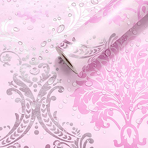 Wolpin Pink Damask Self-Adhesive Wall Sticker Roll (45 x 1000 CM, Pink) | Wallpaper for Living Room, Hall & Home Interior Decoration (Botanical Design) - Image 2