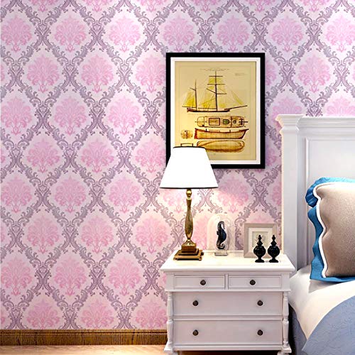 Wolpin Pink Damask Self-Adhesive Wall Sticker Roll (45 x 1000 CM, Pink) | Wallpaper for Living Room, Hall & Home Interior Decoration (Botanical Design) - Image 1
