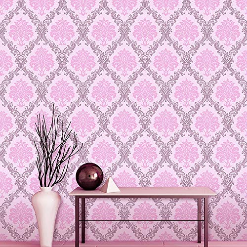 Wolpin Pink Damask Self-Adhesive Wall Sticker Roll (45 x 1000 CM, Pink) | Wallpaper for Living Room, Hall & Home Interior Decoration (Botanical Design) - Image 5