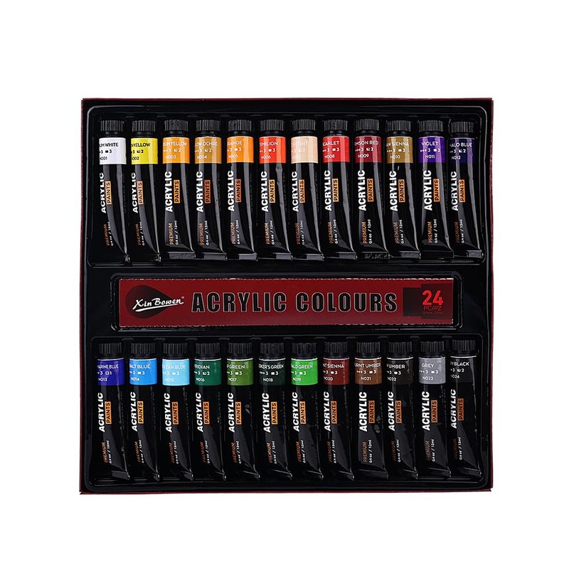 INOG XinBowen Premium Acrylic Paint Set - 24 Acrylic Paint Tubes (12ml) - Premium, Vibrant, Non-Toxic Pigments for Canvas, Glass, Plastic, Rocks, Arts and Crafts - Image 5