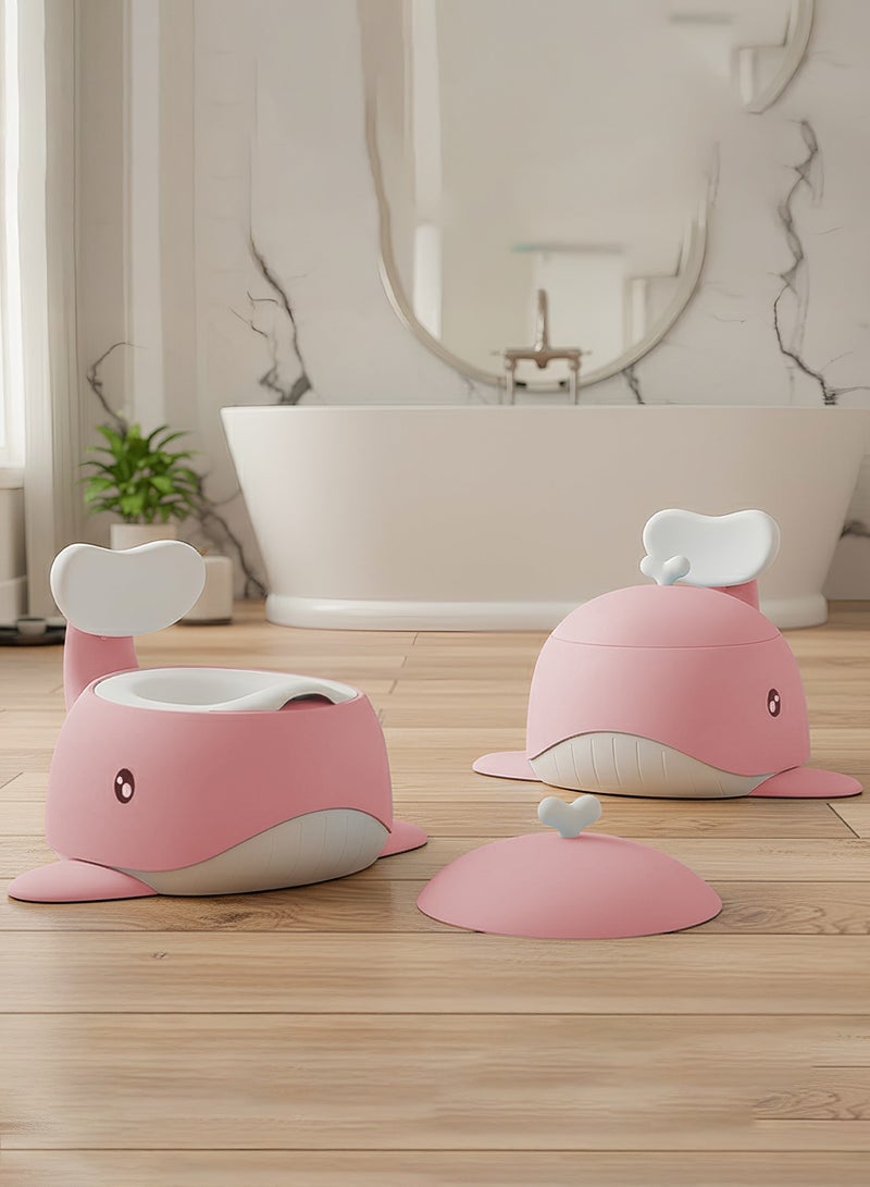 Baybee Whaley Baby Potty Seat for Kids, Baby Potty Training Seat with Closing Lid, Removable Bowl, Splash Guard & High Backrest Baby Potties for Toddlers Kids Toilet Seat Chair Kids Potty Seat for Baby 1+ Years Pink - Image 1
