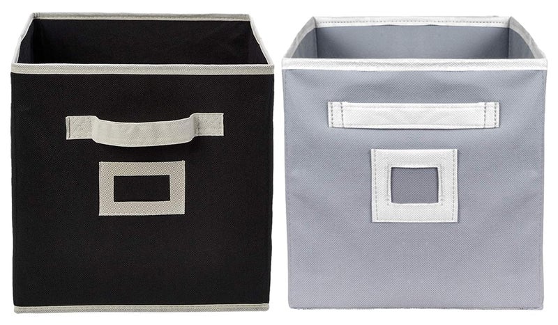 Kuber Industries Non Woven 2 Pieces Fabric Foldable Cubes Storage Box with Handle, Extra Large (Grey & Black)-KUBMART2130 - Image 1