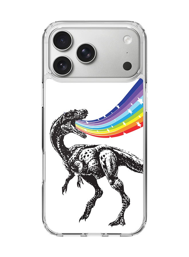 Stylizedd Classic Clear MagSafe Case for iPhone 17 Pro Max , Hybrid Soft Case Flexible Edges Anti Drop TPU PC Gel Thin Transparent Cover [ Designed for iPhone 17 Pro Max ] - Rainbow Dino