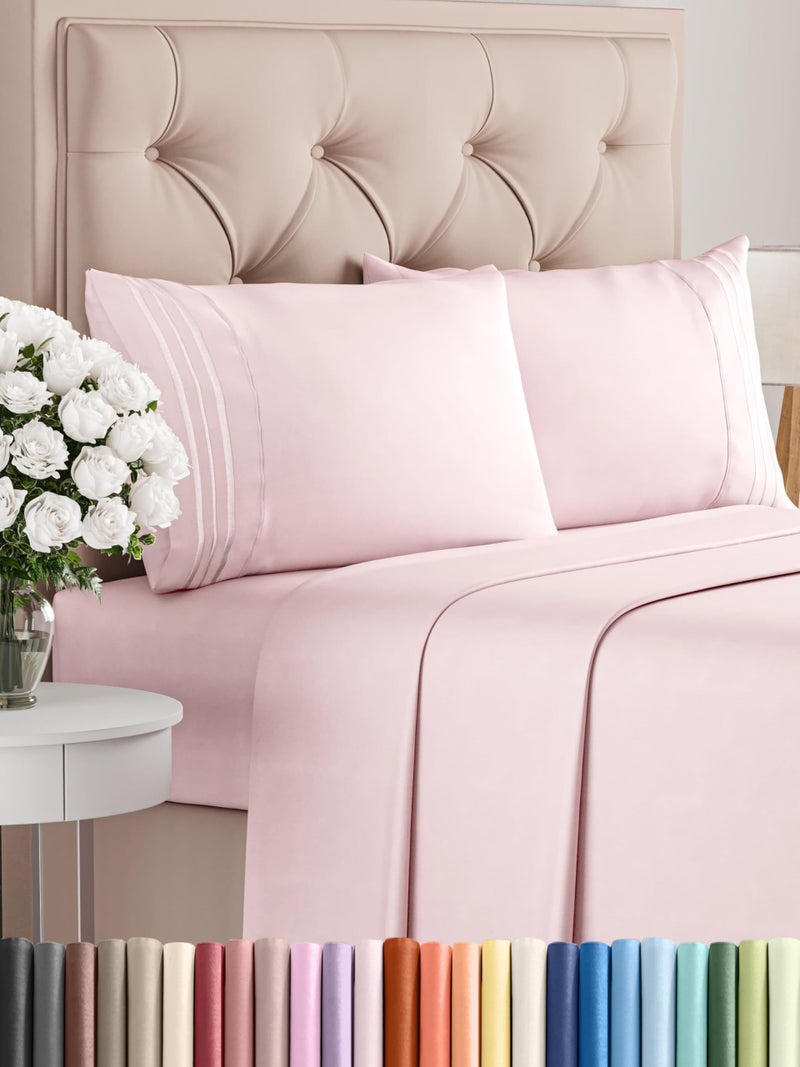 CGK Unlimited Queen Size 4 Piece Sheet Set  Comfy Breathable  Cooling Bed Sheets Set  Hotel Luxury Bedding for Women Men Kids  Teens  Deep Pockets EasyFit Soft and Wrinkle Free  OekoTex  Lavender Pink 